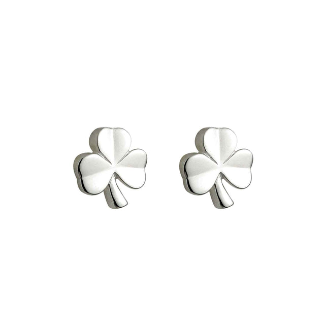 Silver Kids Shamrock Stud Earrings - Creative Irish Gifts
