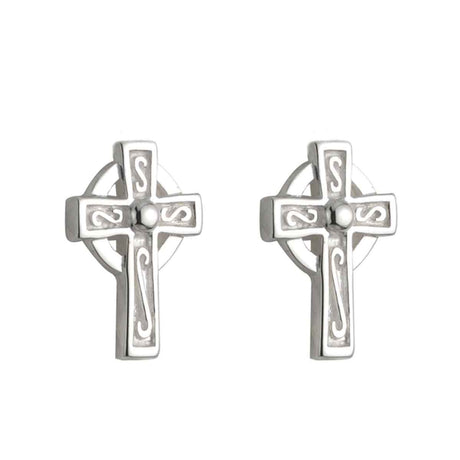 Silver Kids Celtic Cross Stud Earrings - Creative Irish Gifts