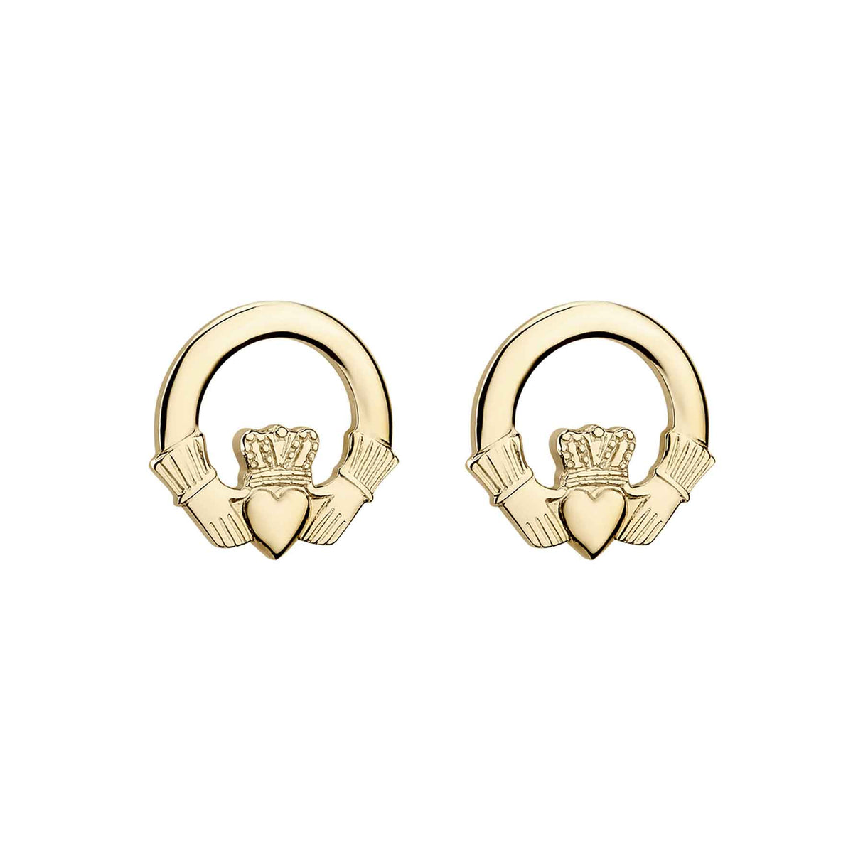 14K Gold Small Claddagh Stud Earrings - Creative Irish Gifts