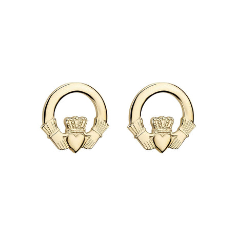 14K Gold Small Claddagh Stud Earrings - Creative Irish Gifts