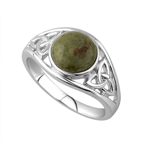 Sterling Silver Connemara Marble Trinity Ring - Creative Irish Gifts