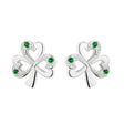 Sterling Silver Emerald Shamrock Stud Earrings - Creative Irish Gifts