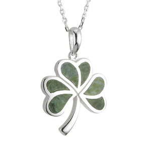 Silver Connemara Marble Shamrock Necklace Studio Creative Irish Gifts