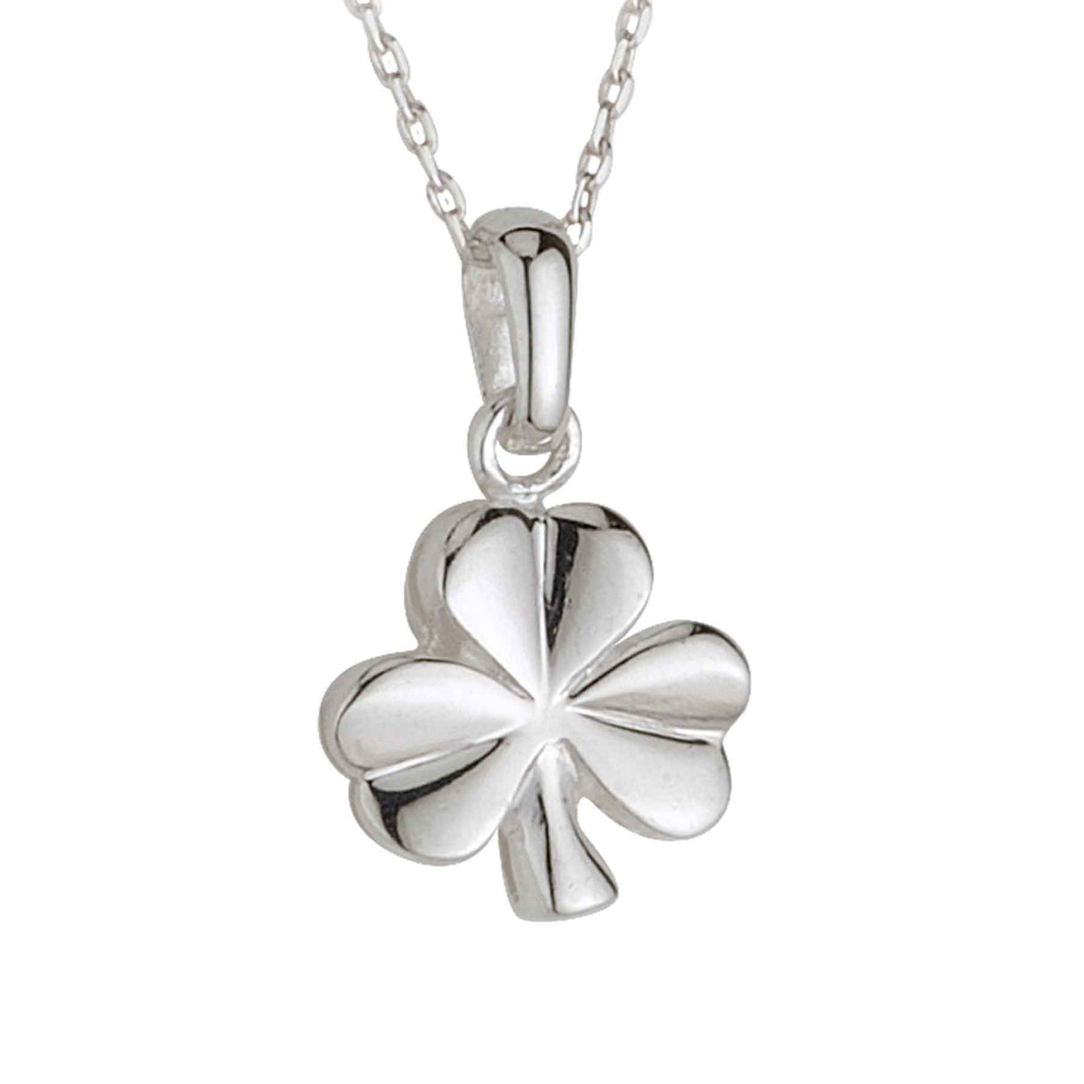 Silver Shiney Shamrock Necklace Studio Creative Irish Gifts