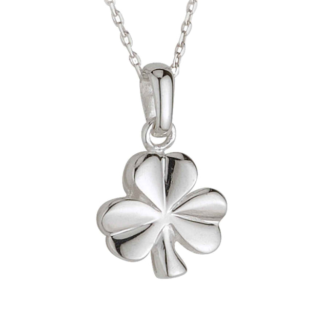 Silver Shiney Shamrock Necklace Studio Creative Irish Gifts