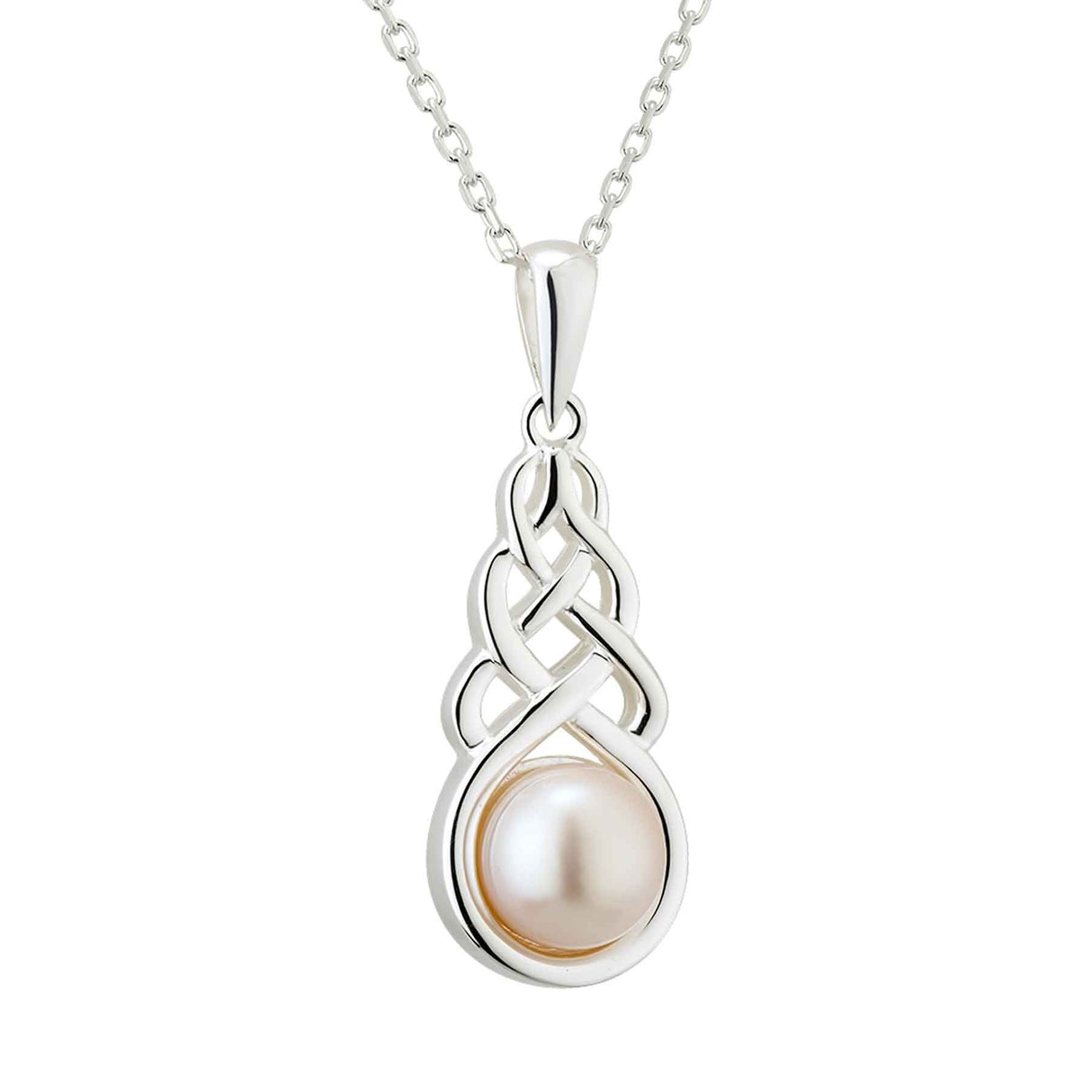 Sterling Silver Fresh Water Pearl Celtic Knot Necklace - Creative Irish Gifts