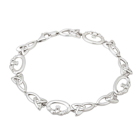 Sterling Silver Claddagh & Trinity Bracelet - Creative Irish Gifts
