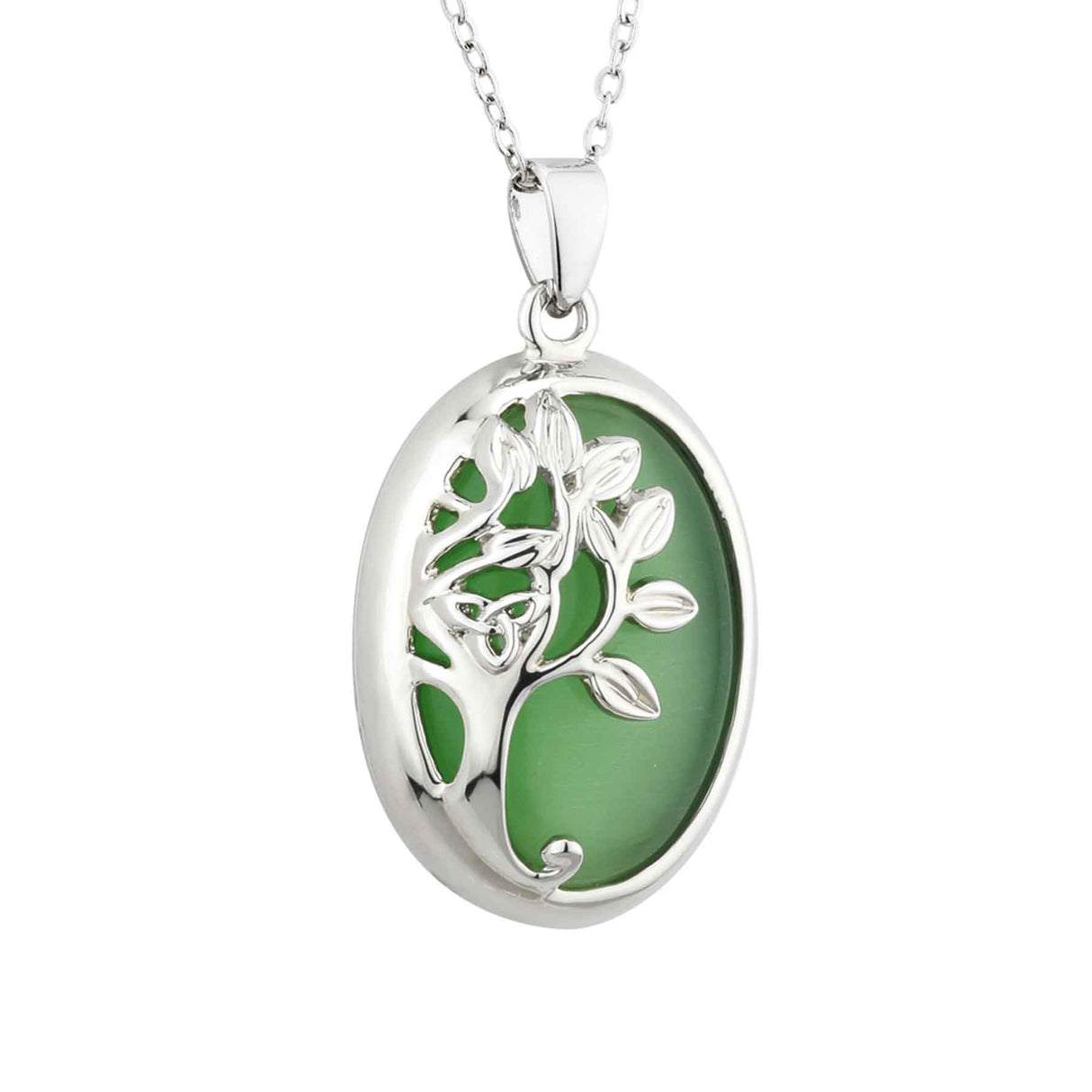Green Cat Eye Tree Of Life Necklace - Creative Irish Gifts