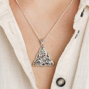 Oak, Ash, & Thorn Pendant Necklace with Rainbow Moonstone - Creative Irish Gifts