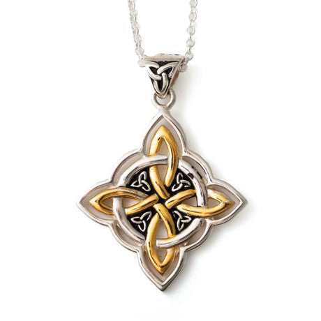 Interlocking Celtic Knot Pendant in Silver and 14K Gold - Creative Irish Gifts
