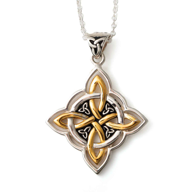Interlocking Celtic Knot Pendant in Silver and 14K Gold - Creative Irish Gifts