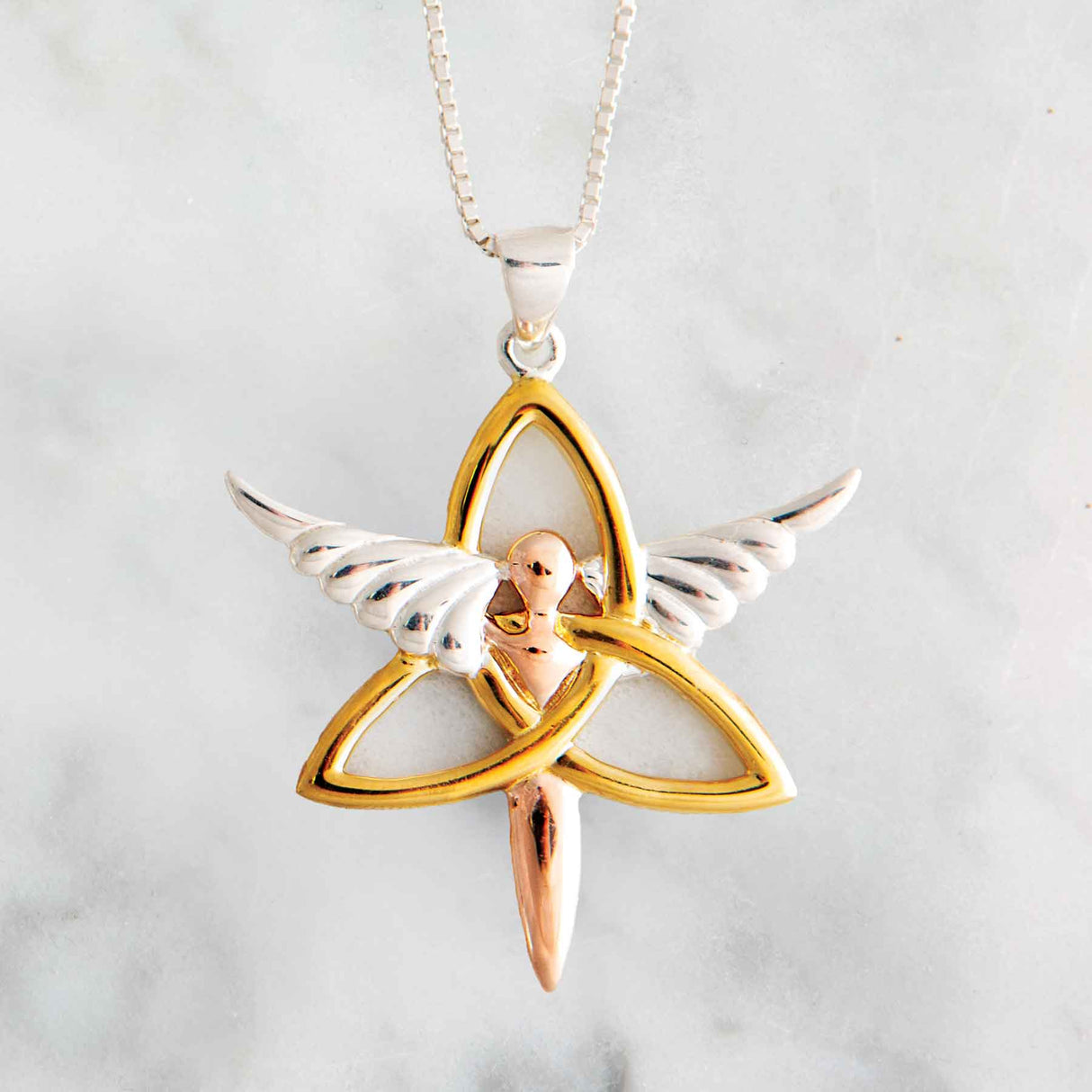 Trinity Knot Angel Three Tone Pendant - Creative Irish Gifts