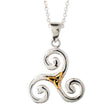Celtic Triskele Spirals Pendant Necklace with Golden Trinity Accent - Creative Irish Gifts