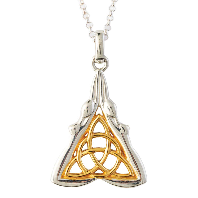 Silver and Gold Goddess Celtic Trinity Pendant Necklace - Creative Irish Gifts