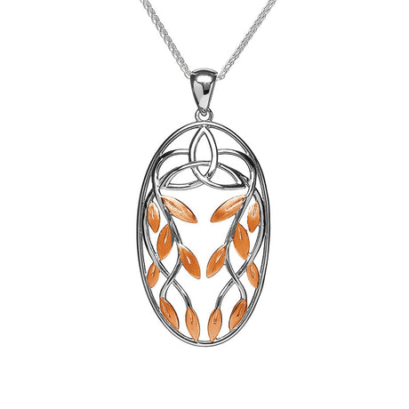 Celtic knot and autumn leaves pendant necklace