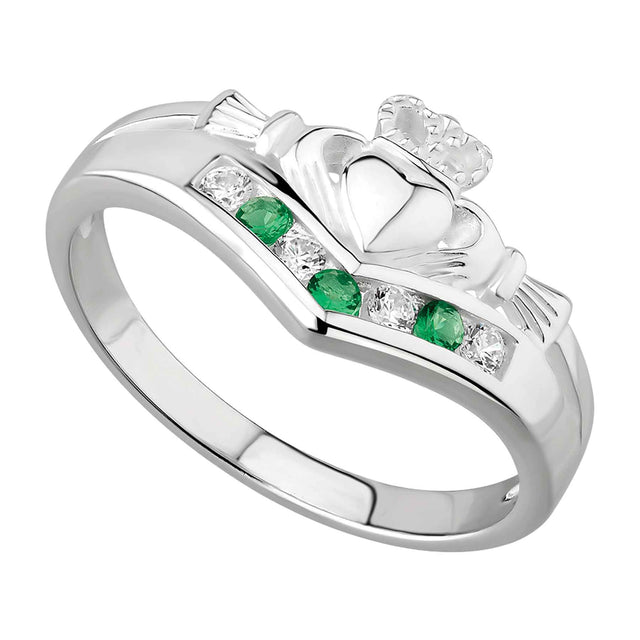 Claddagh Ring with Green Stones - Creative Irish Gifts