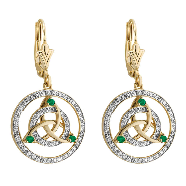 14K Trinity and Stone Earrings - Creative Irish Gifts