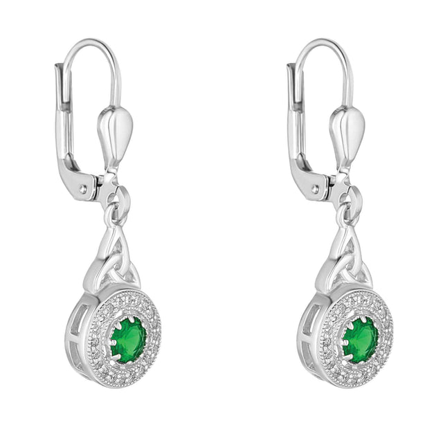 Green and Clear Stone Trinity Earrings - Creative Irish Gifts