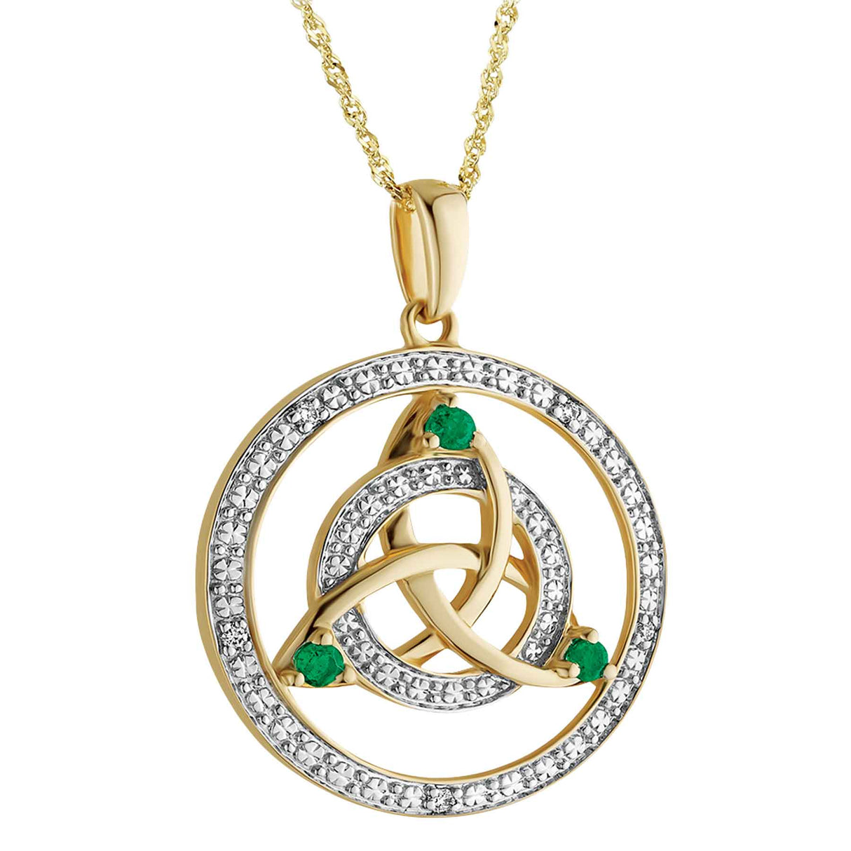 14K Trinity and Stone Necklace - Creative Irish Gifts