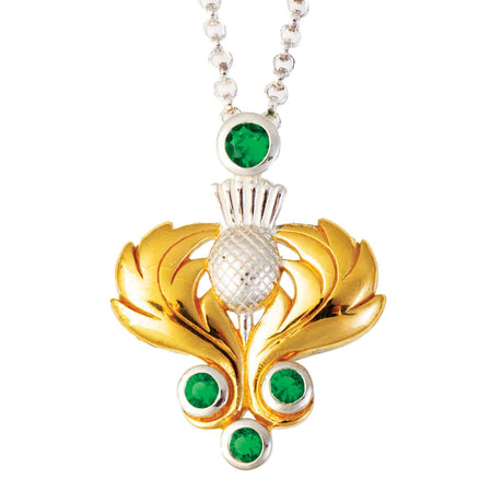 Thistle Necklace with Green Stones - Creative Irish Gifts