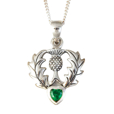 Scottish Heart Shaped Gemstone Thistle Necklace - Creative Irish Gifts