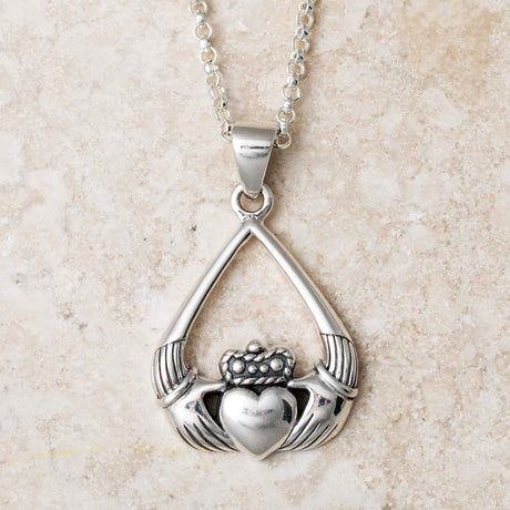 Sterling Silver Irish Claddagh Necklace - Creative Irish Gifts
