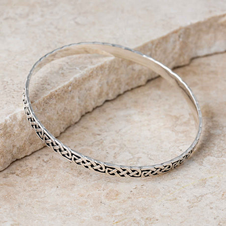 Silver Celtic Knotwork Bangle Bracelet - Creative Irish Gifts