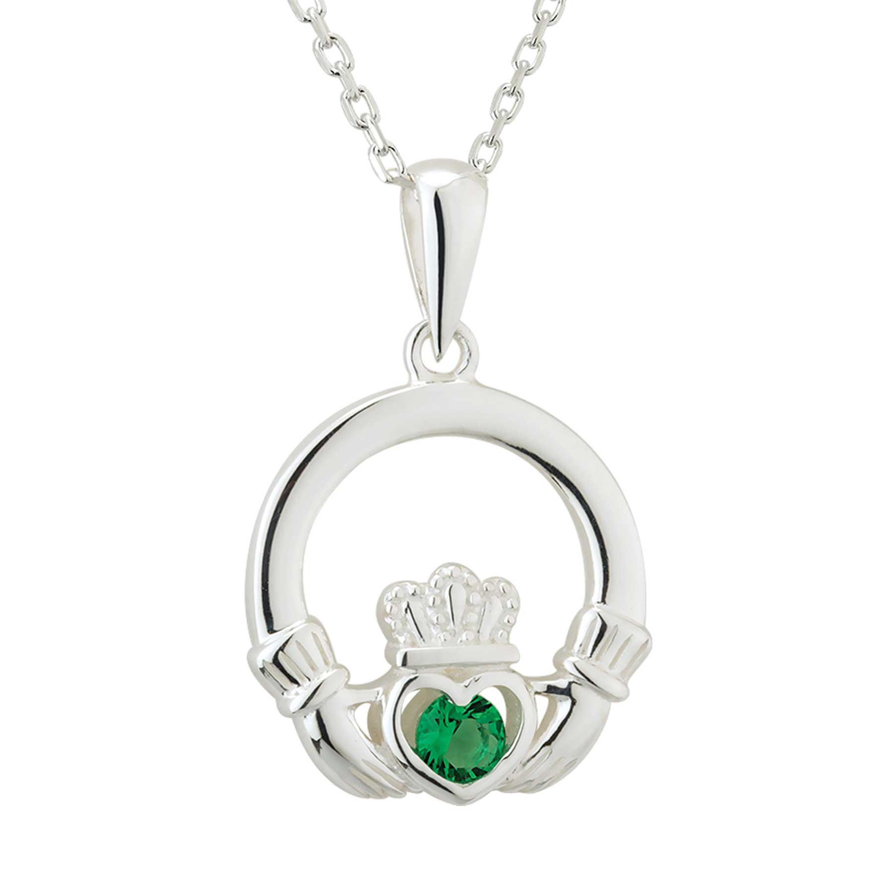 Claddagh necklace with green stone deals