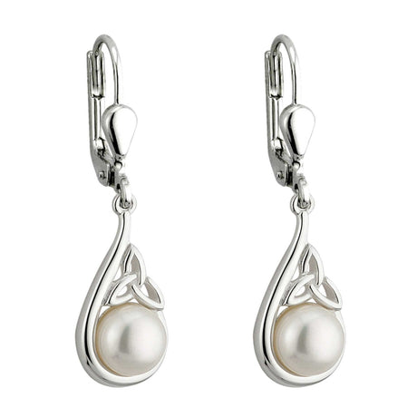 Freshwater Pearl and Trinity Drop Earrings - Creative Irish Gifts