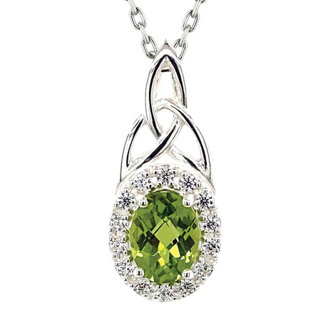 Trinity and Green Stone Necklace - Creative Irish Gifts