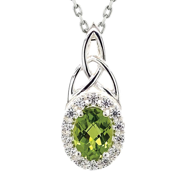 Trinity and Green Stone Necklace - Creative Irish Gifts