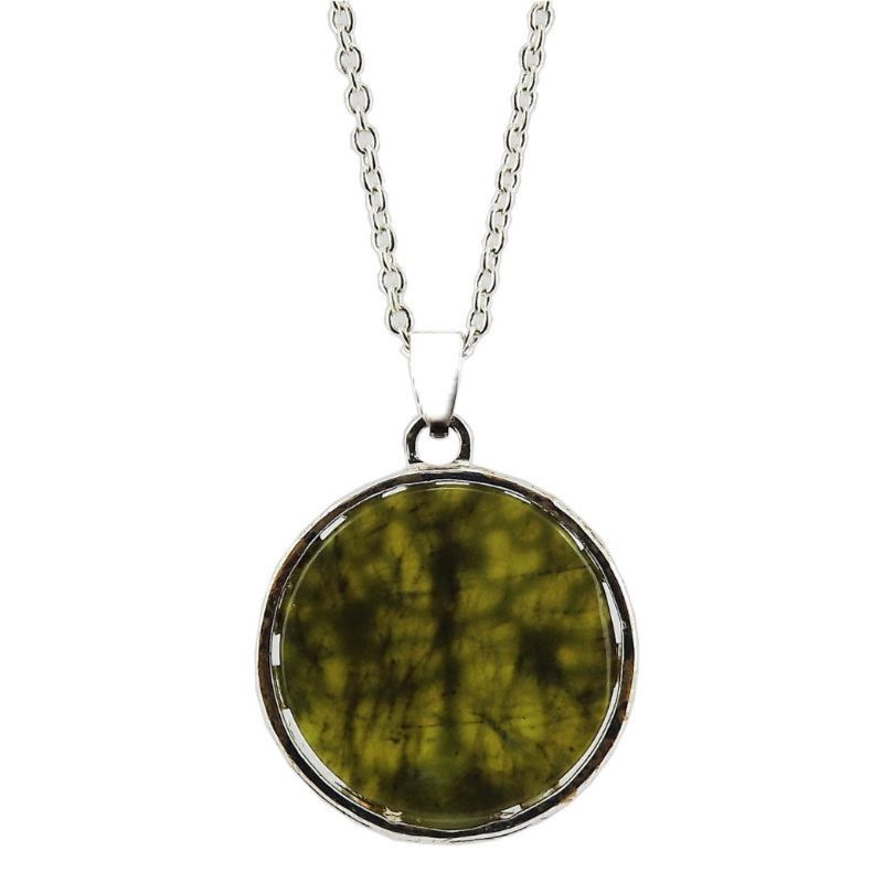 JG883 Silver Celtic Tree of Life Connemara Marble Pendant Back View Creative Irish Gifts.com