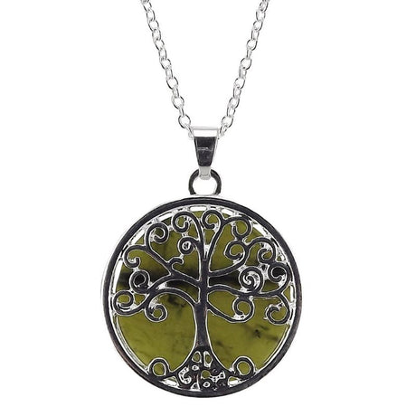 JG883 Silver Celtic Tree of Life Connemara Marble Pendant Creative Irish Gifts.com