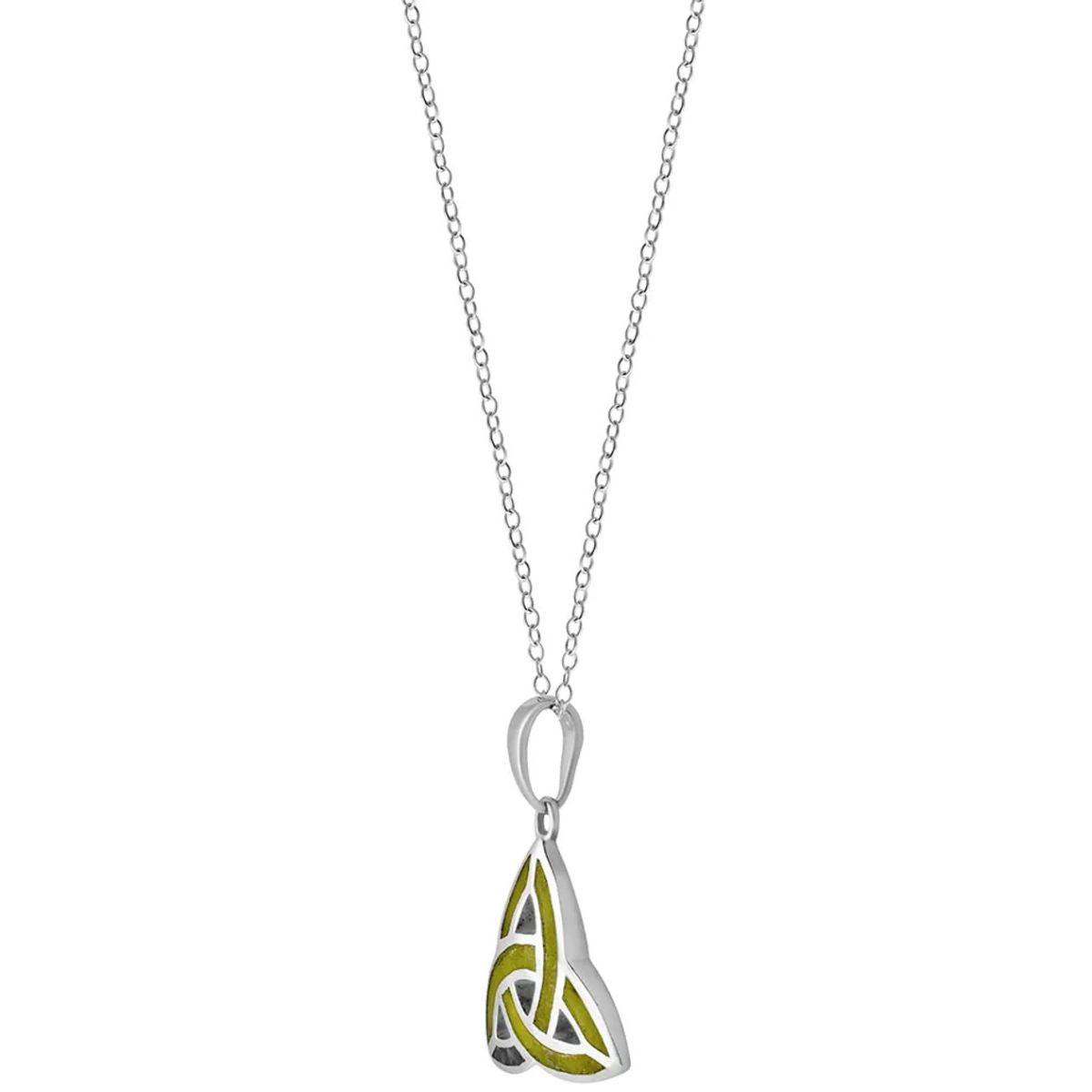 JG884 Ladies Connemara Marble Celtic Trinity Pendant Side View Creative Irish Gifts.com 