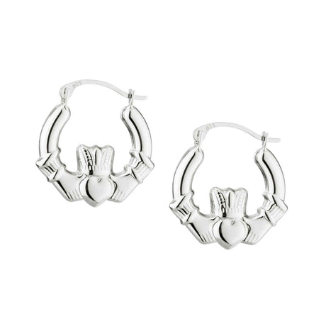 Silver Claddagh Creole Hooped Earrings - Creative Irish Gifts