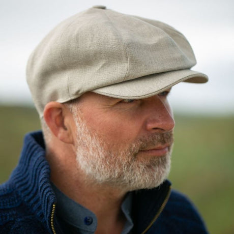 Men's Linen 8-Panel Irish Newsboy Cap Natural Lifestyle Creative Irish Gift