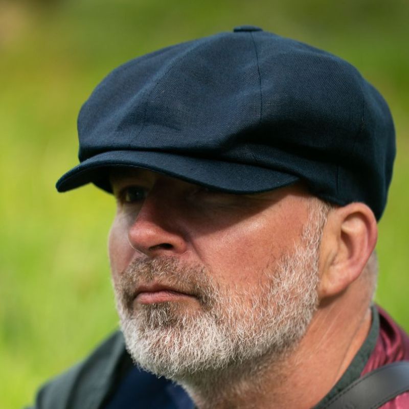 Men's Linen 8-Panel Irish Newsboy Cap Navy Lifestyle Creative Irish Gift