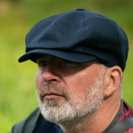 Men's Linen 8-Panel Irish Newsboy Cap Navy Lifestyle Creative Irish Gift