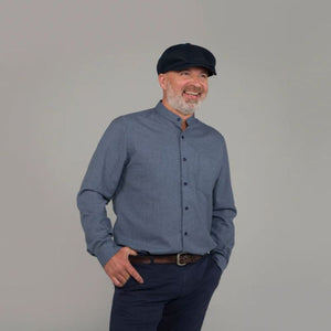 Men's Linen 8-Panel Irish Newsboy Cap Navy Creative Irish Gift