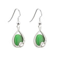 Rhodium Plated Green Cat Eye Claddagh Earrings - Creative Irish Gifts