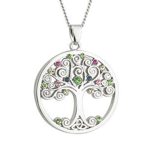 Rhodium Plated Crystal Tree Of Life Necklace - Creative Irish Gifts
