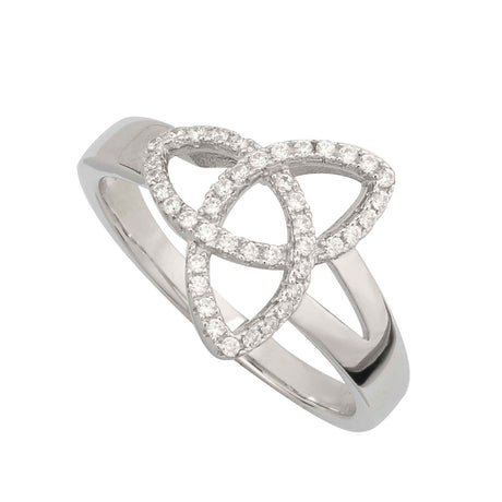 Sterling Silver CZ Trinity Knot Ring - Creative Irish Gifts