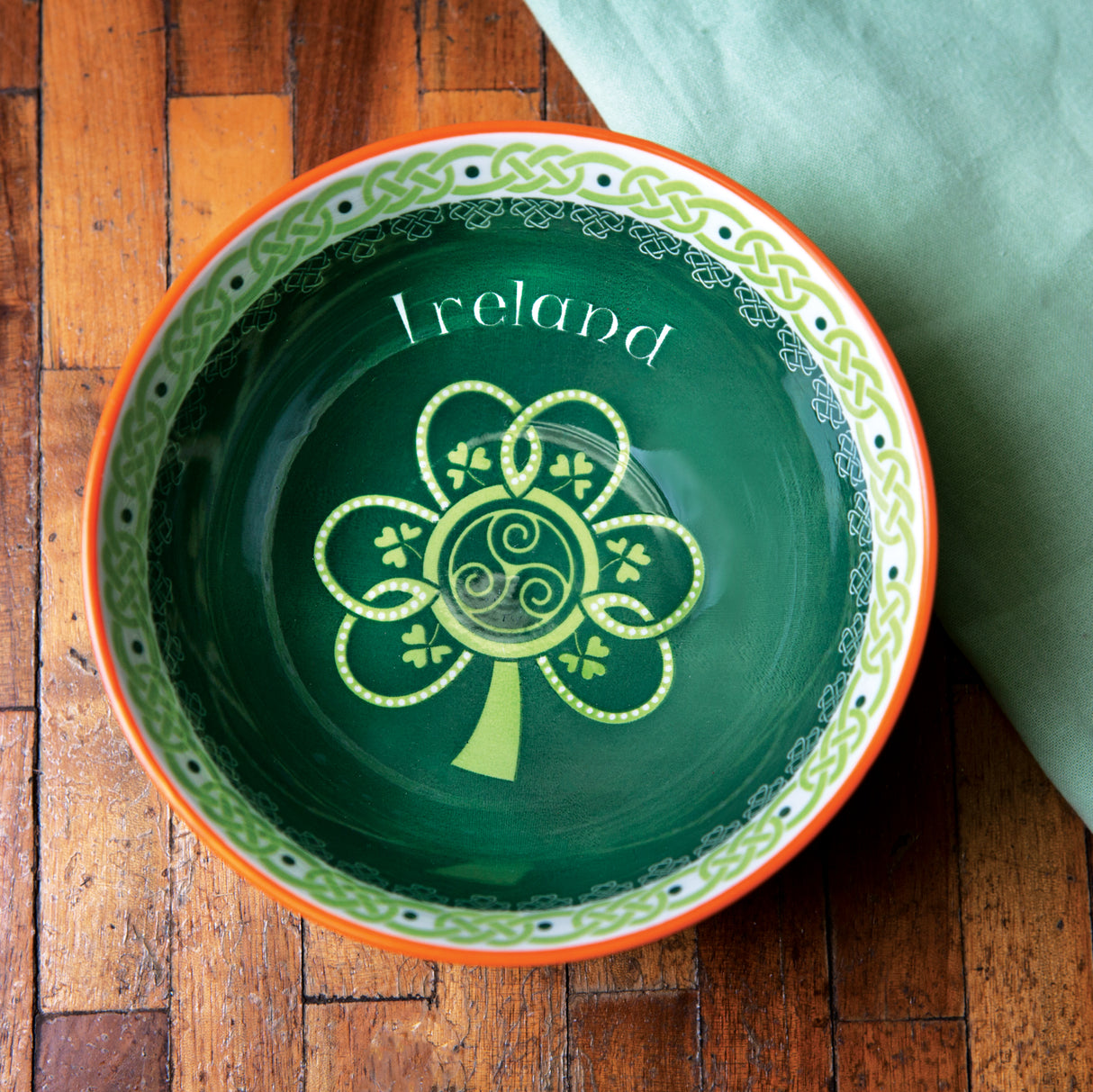 Irish Shamrock Spiral Bowl