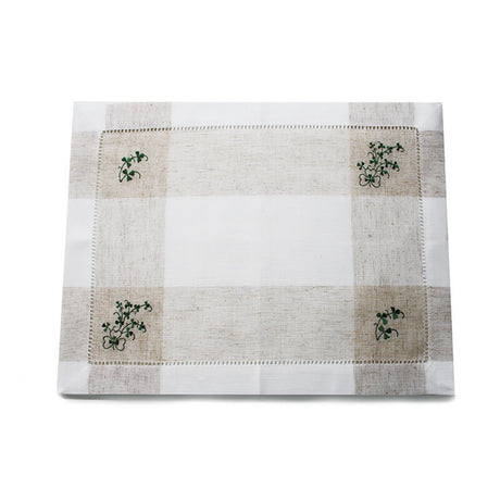 KD525 Embroidered Irish Shamrock Linen Tablecloth, Set of 2 Creative Irish gift