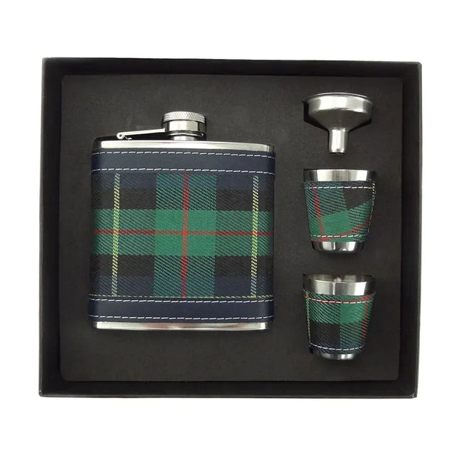 KD701 Men's Scottish Tartan Hip Flask Gift Set, Green Creative Irish gift