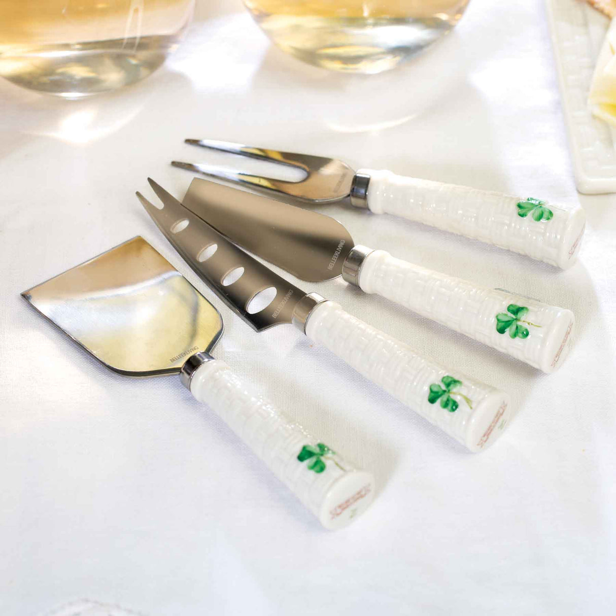KF602 Belleek Shamrock  Collection Cheese Knives Creative Irish Gifts