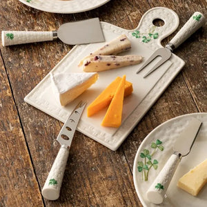 KF602 Belleek Shamrock  Collection Cheese Knives Lifestyle View  Creative Irish Gifts