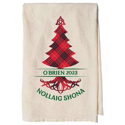 Personalized Nollaig Shona Christmas Tree Tea Towel - Creative Irish Gifts