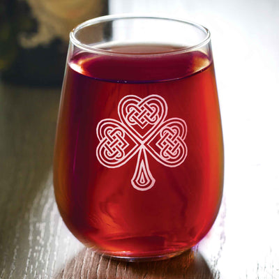 Celtic Shamrock Wine Glass - Creative Irish Gifts