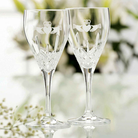 Galway Claddagh White Wine Glass Set - Creative Irish Gifts